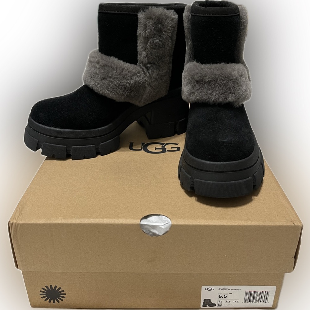 UGG Women's Brooklyn Sunburst Black and Gray Winter Boots